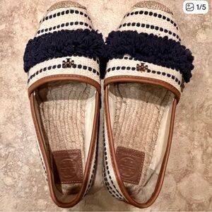 Tory Burch Navy and Cream Espadrilles